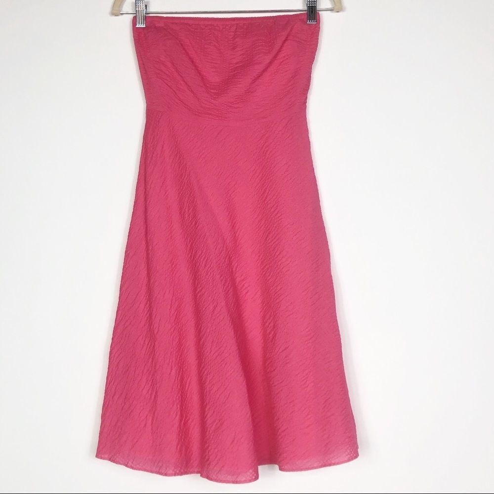 J.Crew Pink Crepe Fit & Flare Strapless Dress